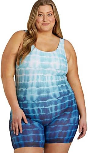 Plus Size Unitard Shibori Ombre One Piece Swimsuit