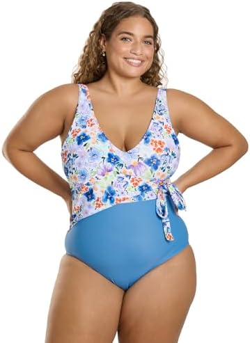 Women's Plus Size Side Tie One Piece Swimsuit